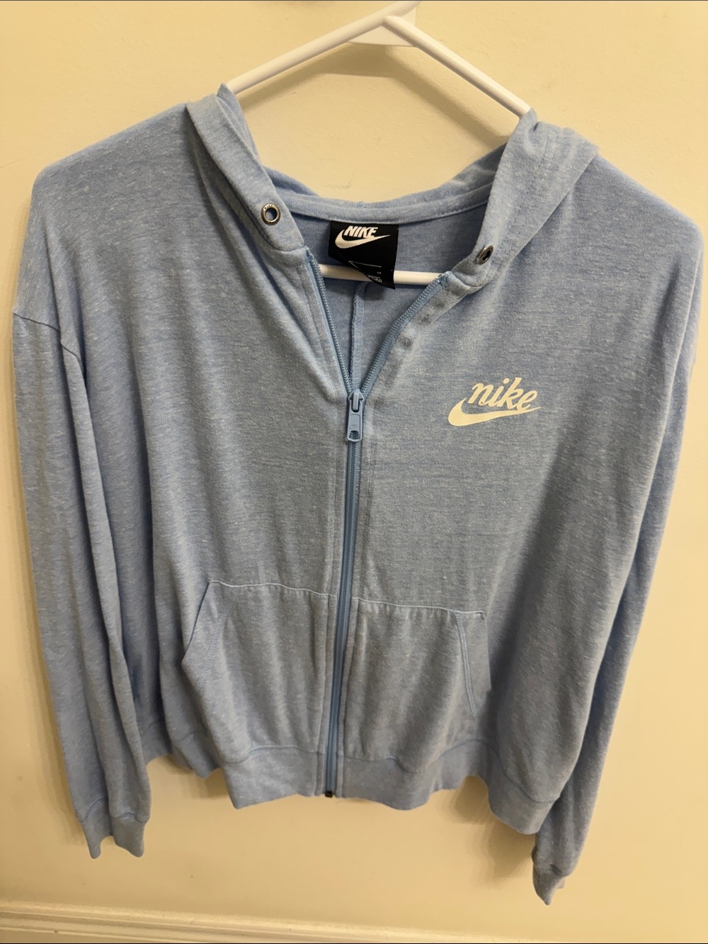 Nike Sky Blue Full-Zip Hoodie with White Swoosh